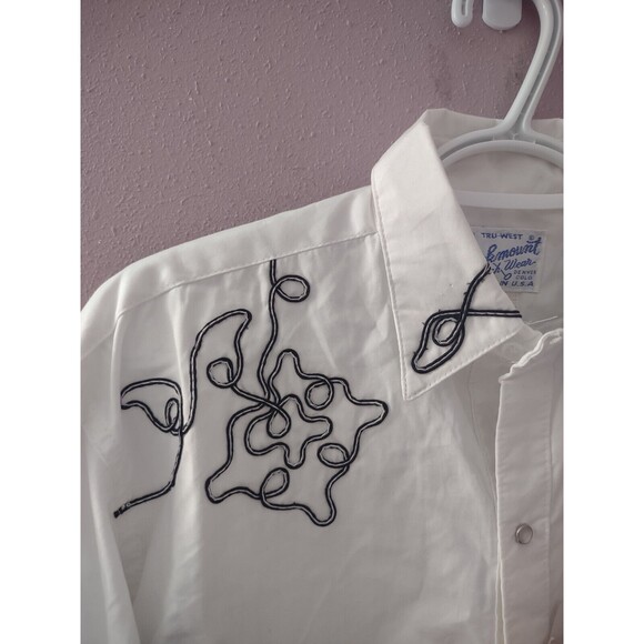 NWT Rockmount Ranch Wear Western Pearl Snap Ln Sleev  XS White Embroidered - Picture 3 of 10